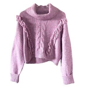Circus NY Sam Edelman Fringe Turtleneck Sweater Raspberry Radiance Large